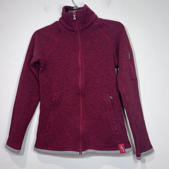Eastern Mountain Sports Jacket S Womens Fleece Red Full Zip Sweater Size Small - Picture 3 of 11
